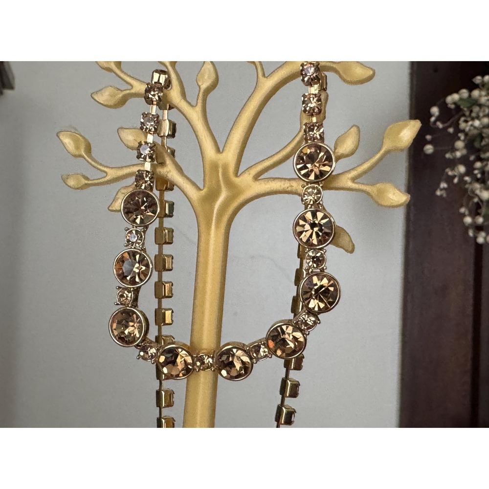 Vintage Monet Gold Tone Necklace with Citrine Colored Rhinestones